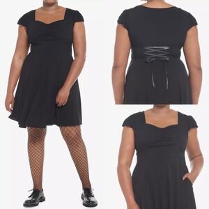 Hot Topic Cosmic Aura Black Sweetheart‎ Dress Retro Lace Up Back Plus Size NWT